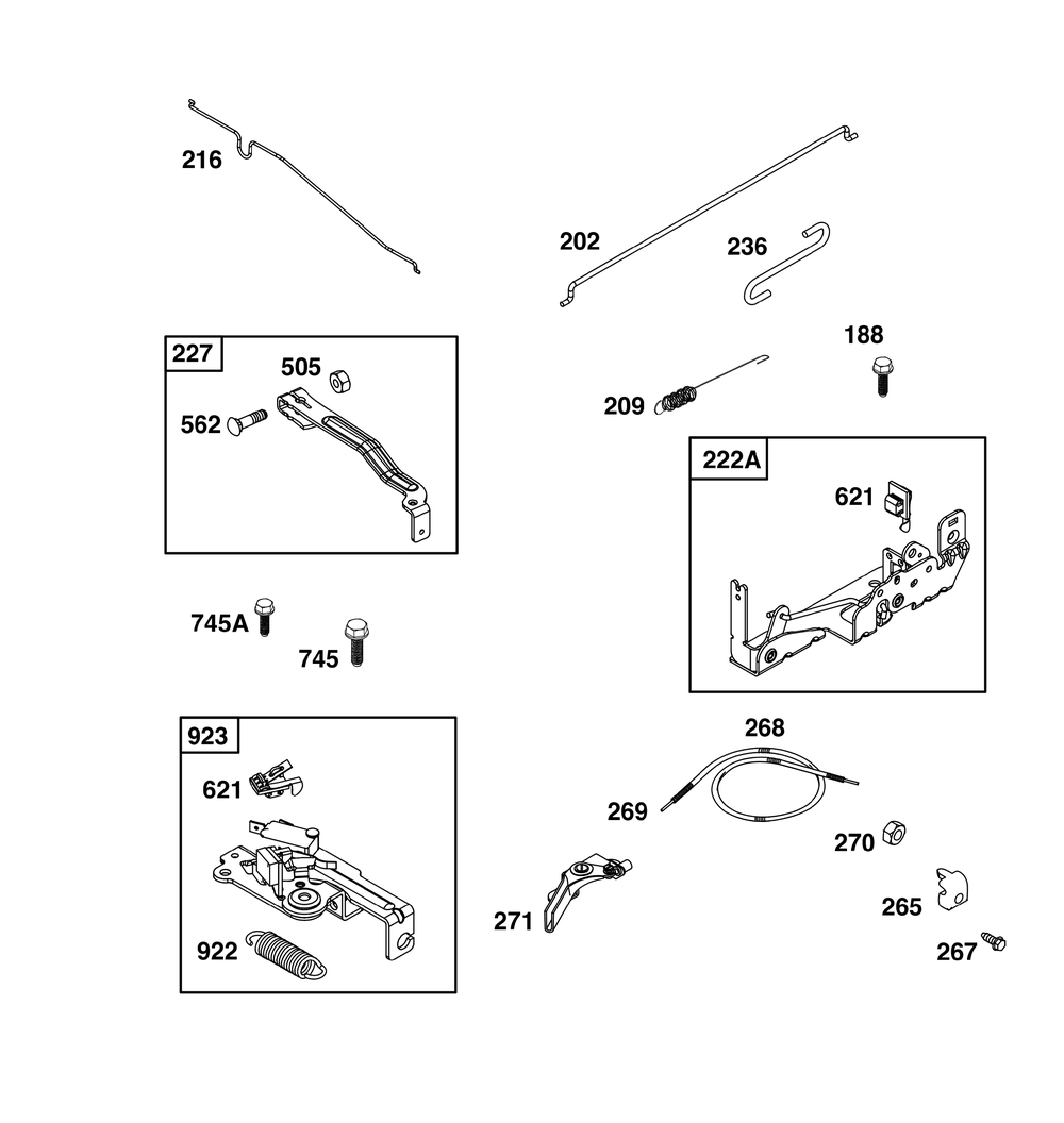 Controls Group Diagram and Parts List for 093J02-0025-H5 020000 - 09Z999 Briggs and Stratton Engine